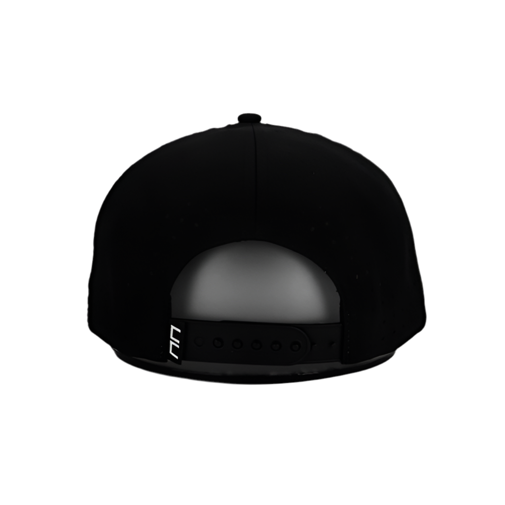 Camo snapback cap with breathable panels and water resistance