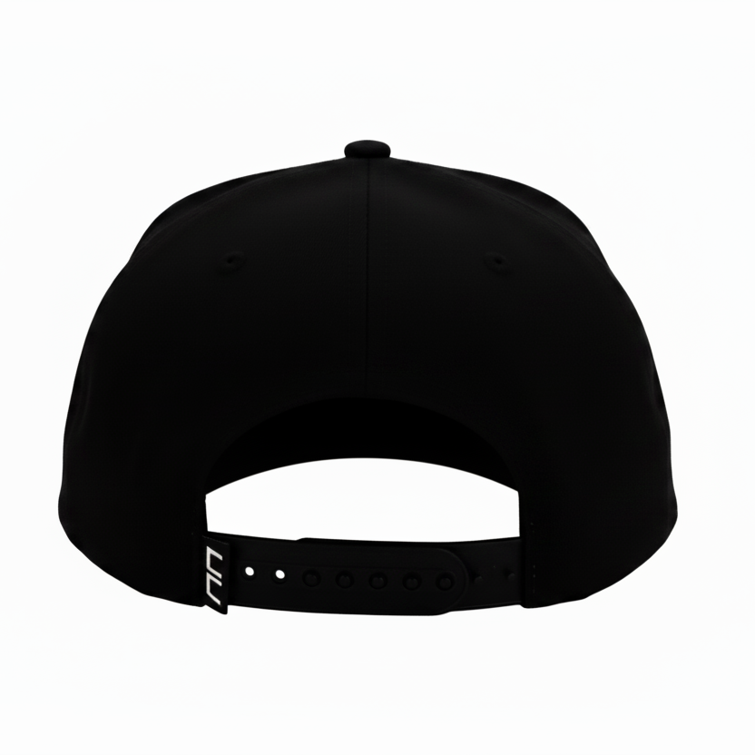 Camo snapback cap with breathable panels and water resistance
